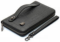 Чорний гаманець-клатч на блискавці з блоком під картки із натуральної шкіри Marco Coverna MCJP-5901A, фото 4