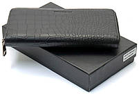 Чорний гаманець-клатч на блискавці з блоком під картки із натуральної шкіри Marco Coverna MCJP-5901A, фото 2