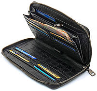 Чорний гаманець-клатч на блискавці з блоком під картки із натуральної шкіри Marco Coverna MCJP-5901A, фото 6