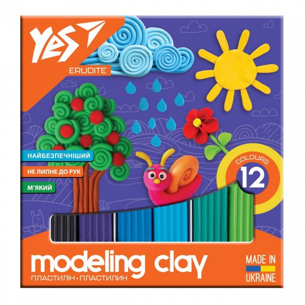 Пластилін YES Erudite 540560 12 кольорів ID 4385976