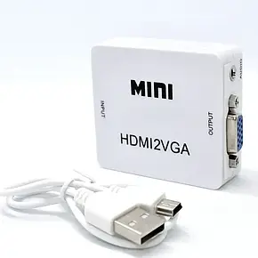 Конвертер перехідного відеосигнала HDMI2VGA HDMI to VGA з звуковим входом 3.5м, фото 1
