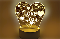 3D світильник нічник Creative I Love You Design 2