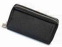 Чорний чоловічий гаманець-клатч на дві блискавки з натуральної шкіри Marco Coverna MC-801, фото 3