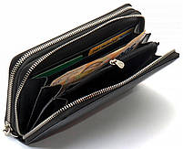 Чорний чоловічий гаманець-клатч на дві блискавки з натуральної шкіри Marco Coverna MC-801, фото 6
