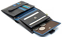 Чорний чоловічий гаманець з фіксацією з натуральної шкіри із синім обрамленнямMarco Coverna MC-1005 A 1221, фото 8
