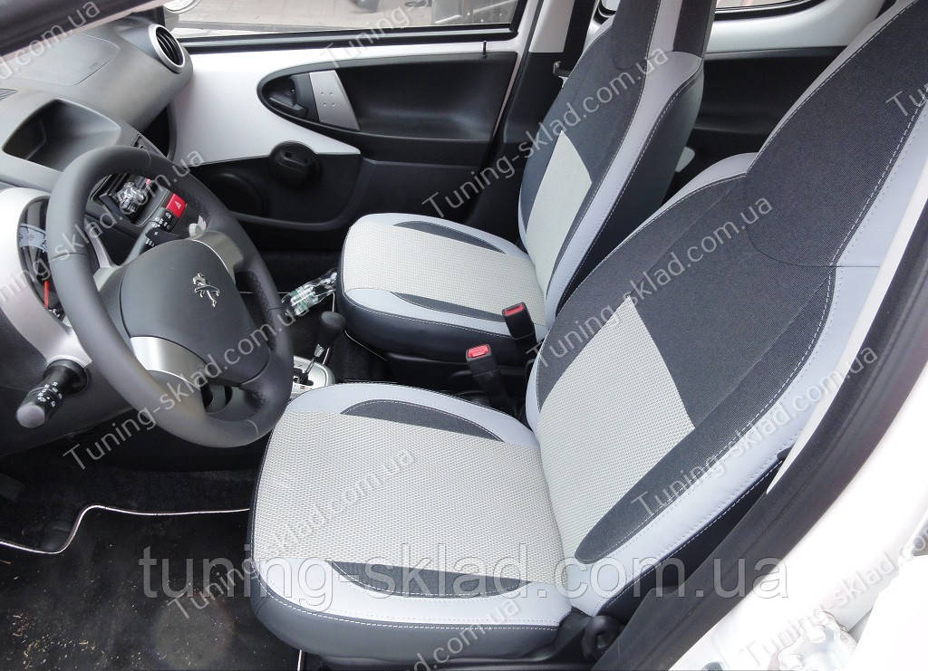 Чохли на сидіння Пежо 107 (чохли з екошкіри Peugeot 107 стиль Premium), фото 1