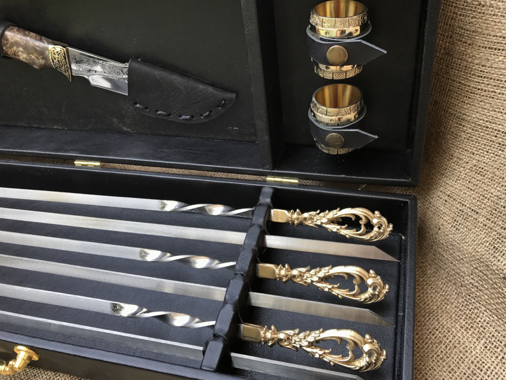 Набор шампуров с бронзовыми рюмками и ножом Люкс Nb Art 11 предметов 47330050 - фото 2 - id-p1648474303