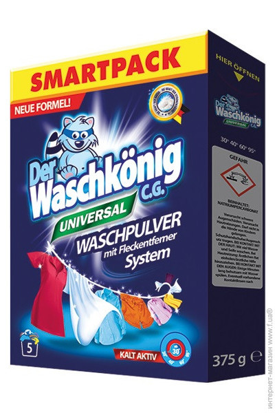 Пральний порошок Waschkonig Universal для машинного та ручного прання 375 г, фото 1