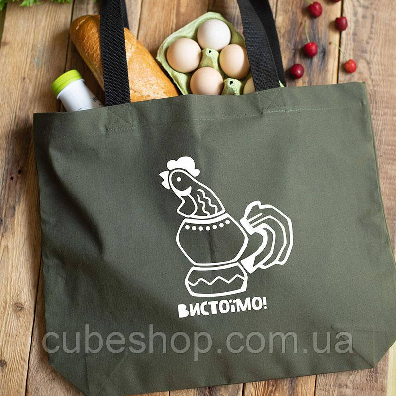 Еко сумка-шоппер «Півник з Бородянки» L (хакі)