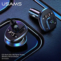 FM-трансмиттер автомобильный Usams C21 ФМ 2USB 3.4А Bluetooth