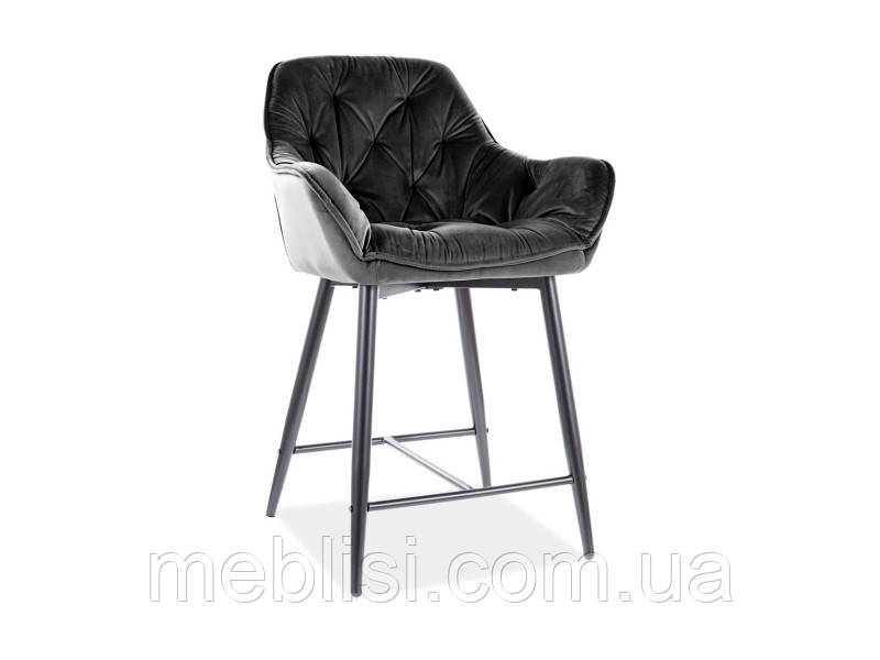 Напів барний стілець чорний CHERRY H-2 VELVET BL.19 (Signal)