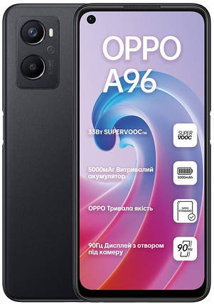 Смартфон OPPO A96 6/128GB Starry Black UA UCRF Гарантія 12 місяців, фото 2