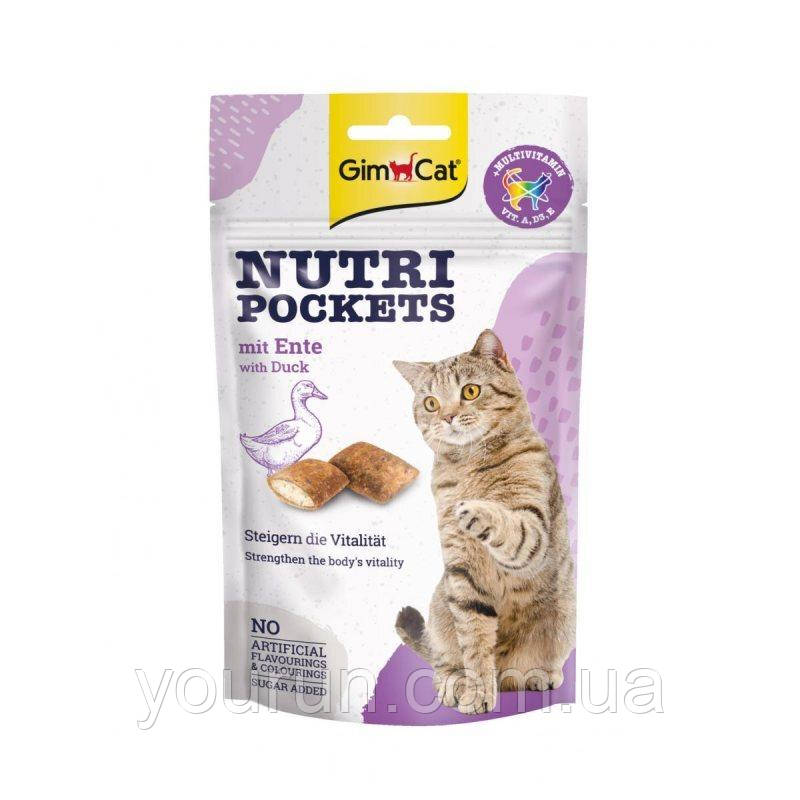 GimCat (ДжімКет) Nutri Pockets Duck &Multivitamin - Лакомства з качкою і вітамінами для котів,60гр, фото 1