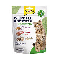 GimCat (ДжимКэт) Nutri Pockets Country Mix-Лакомства Кантри микс с уткой, говядиной и индейкой для котов,150гр