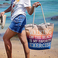 Пляжная большая текстильная сумка Malibu Walking on the beach is my faworite exercise