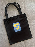 Сумка - шоппер \ сумка текстильная "Серденько" черная с патриотической украинской символикой