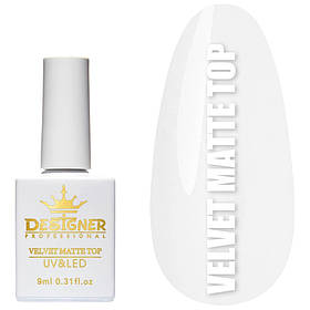 Топове матове покриття Velvet Matte Top 9 мл. Дизайнер для гель-лаку
