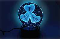 3D світильник нічник з пультом Creative I Love You