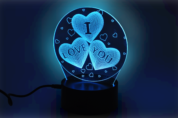 3D світильник нічник з пультом Creative I Love You - фото 1 - id-p1648528555