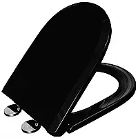 Сиденье для унитаза с плавным закрытием, стульчак EasyClean Comfort, микролифт, черный цвет