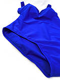 Жіночий суцільний купальник синього кольору великих розмірів, фото 4