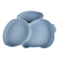 Тарелка силиконовая секционная на присоске зайчик Серо-голубая TSZ0-Y21