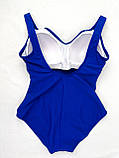 Жіночий суцільний купальник синього кольору великих розмірів, фото 6