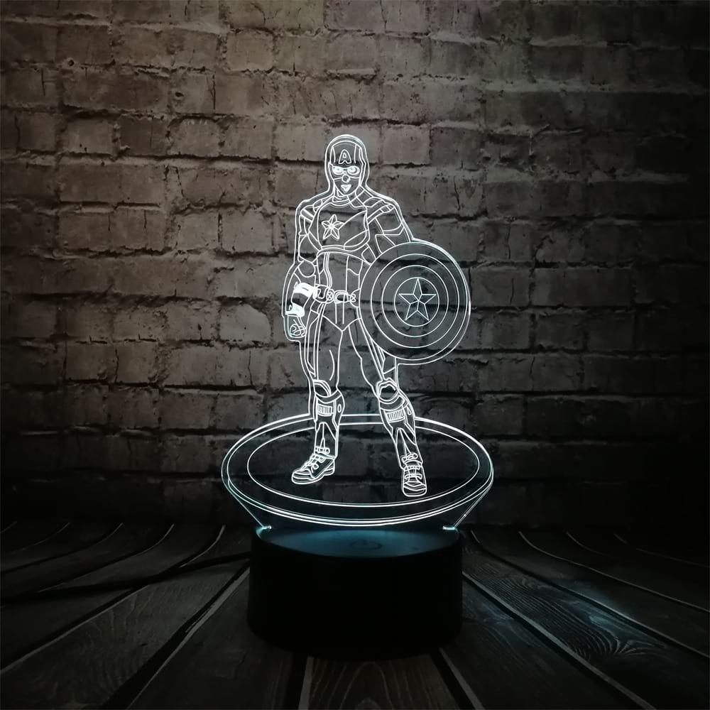 3D світильник нічник з пультом Creative Captain America - фото 2 - id-p1648539405