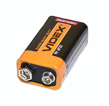 Батарейка 6F22(6LR61,"крона") сольова "Videx" 1шт/бліст.