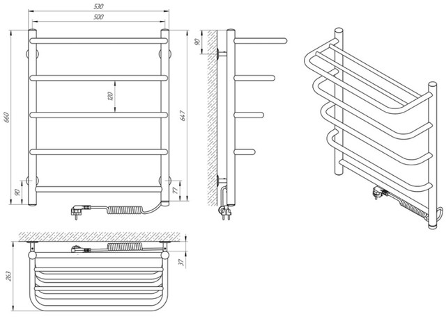 Габаритні розміри Laris Стандарт П5 500 х 660 з полицею