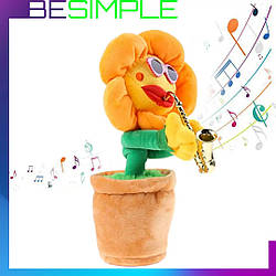 Танцює і співає "Квітка-саксофоніст" / Дитяча музична Іграшка-Повторюшка 32 см