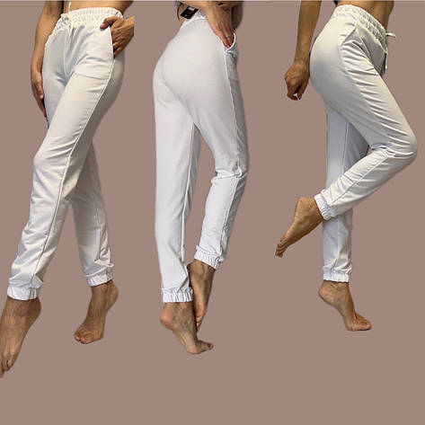 Стильні трикотажні штани, No 160 білий, фото 2