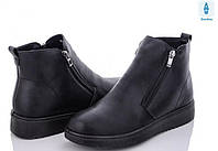 Модні жіночі черевики Trendy демісезон великого розміру високий підйом на блискавку екошкіра чорні