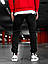 Спортивні штани чоловічі бавовняні з манжетами вільні однотонні, розмір S, M, L, XL, чорні, червоні, фото 3