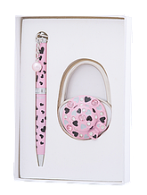 Набір подарунковий Elegance: ручка кулькова + гачок д/ сумки, рожевий, Langres