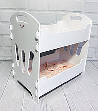 Ліжко для ляльок двоповерхове дерев'яне БІЛА топ