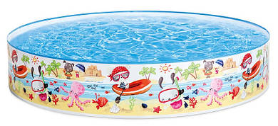 Басейн каркасний Intex Веселий пляж – дитячий басейн для дачі і саду міцний сімейний топ
