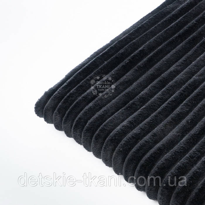 Відріз плюша Stripes чорного кольору, розмір 100*80 см