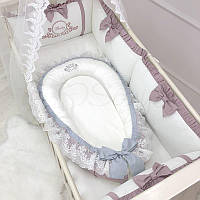 Кокон гнездо для новорожденных для сна,сатин, Royal пудра топ