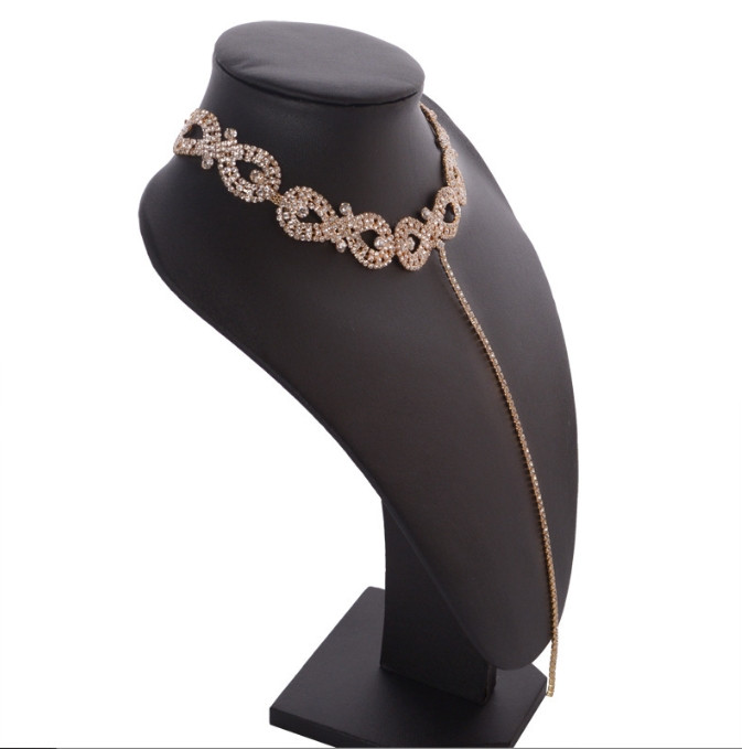 Чокер із ниткою золотистий (Ажурний чокер), фото 1