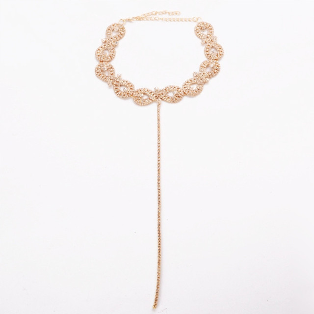 Чокер с ниткой золотистый (Ажурный чокер)