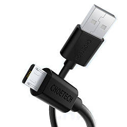Кабель зарядний Choetech USB-A to Micro USB 2.4 А Cable 1.2 м Black (AB003-BK)