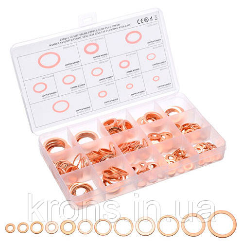 Набір з 280 ущільнювальних мідних кілець шайб, 12 видів, фото 1