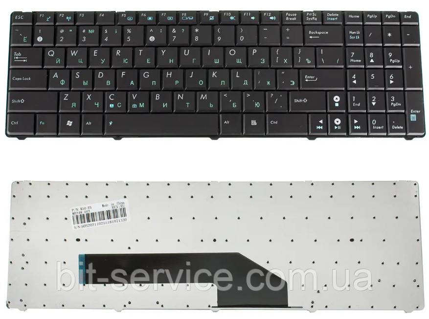 Клавиатура для ноутбука ASUS (K50, K51, K60, K61, K70, F52, P50, X5), rus, black (old design)