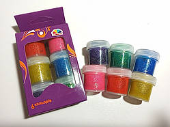 Гуаш «Творчість» з блискітками 6 кольорів по 10мл ГАММА (фарби гуашеві)