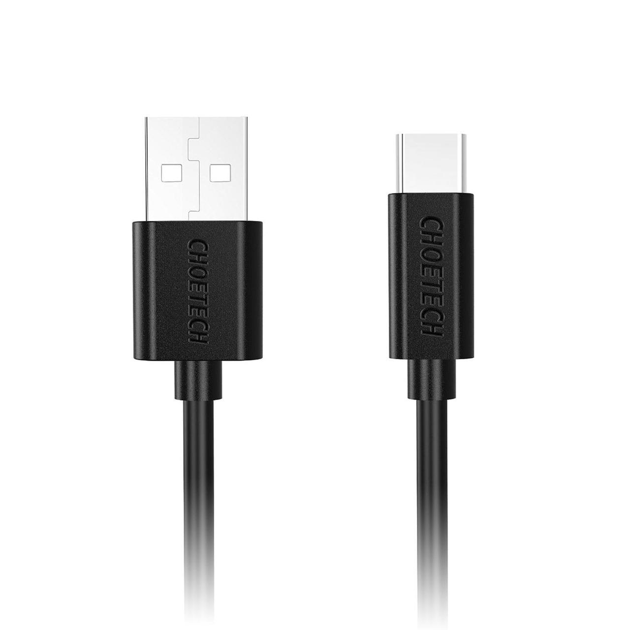Кабель зарядний Choetech USB — Type-C 2.4 A QC 3.0 2 м Black (AC0003-V2)