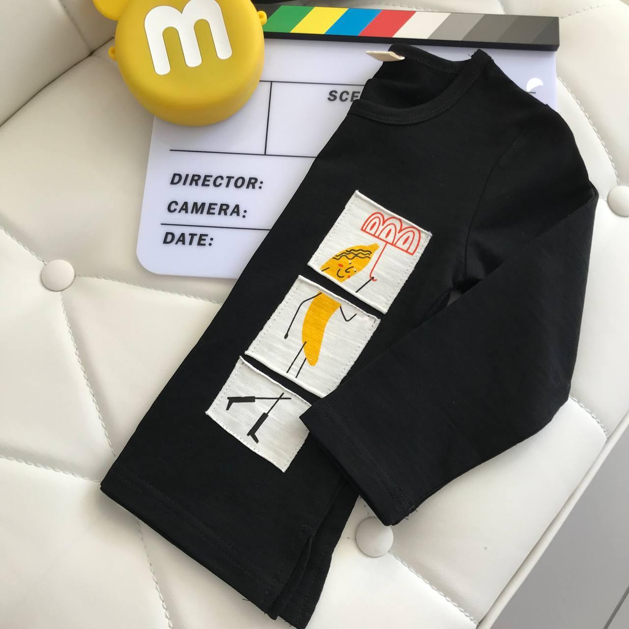 Кофта для хлопчика світшот з бананом та написами Чорна 78631 OZT (Китай), Черный, Для мальчиков, Весна Лето, 120