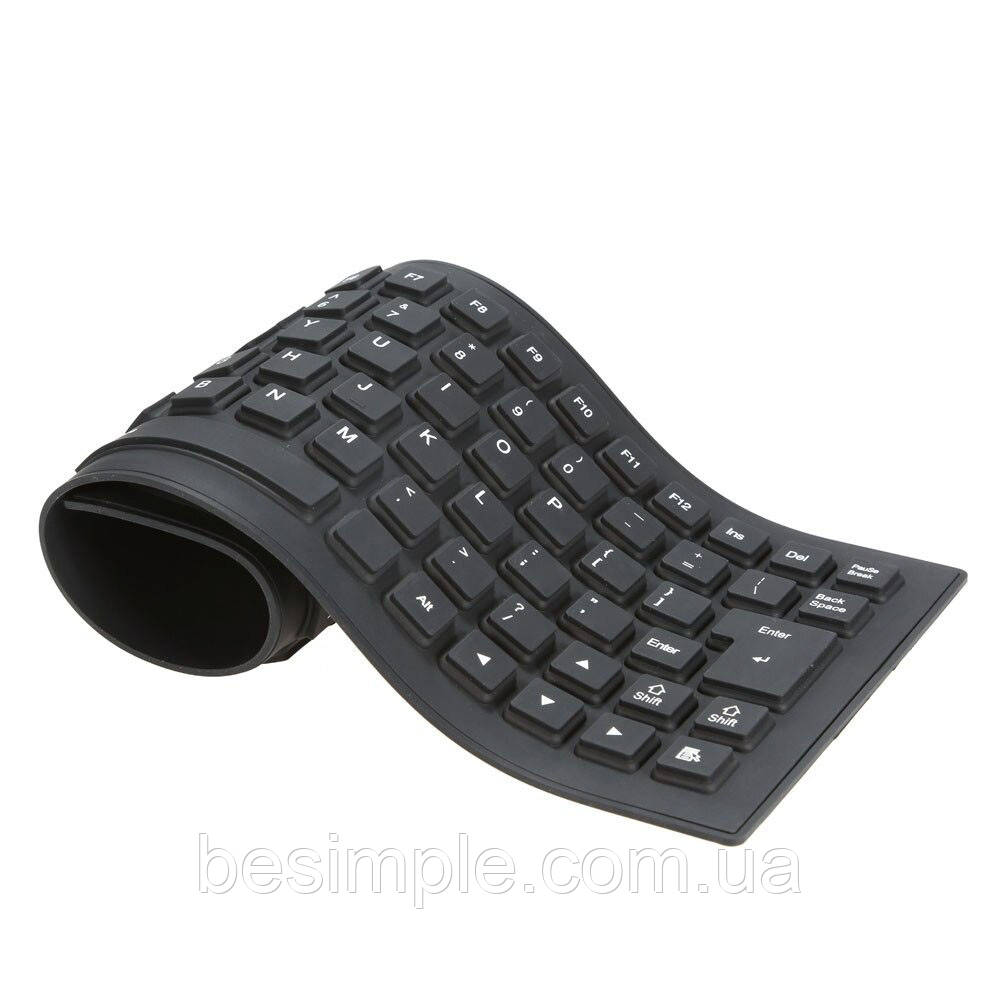 Гибка силиконовая клавиатура с влагозащитой USB FLEXIBLE KEYBOARD X3 / Бесшумная клавиатура для ПК 353*132*12 - фото 3 - id-p1648696838