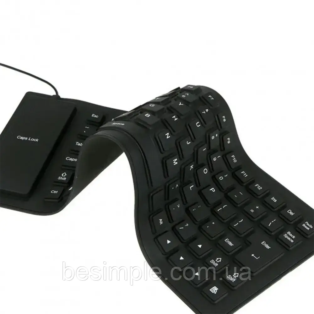 Гибка силиконовая клавиатура с влагозащитой USB FLEXIBLE KEYBOARD X3 / Бесшумная клавиатура для ПК 353*132*12 - фото 4 - id-p1648696838