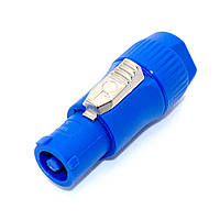 Роз'єм електричний, штекер PowerCon (type А, blue), 3pin, 20A, на кабель, синій